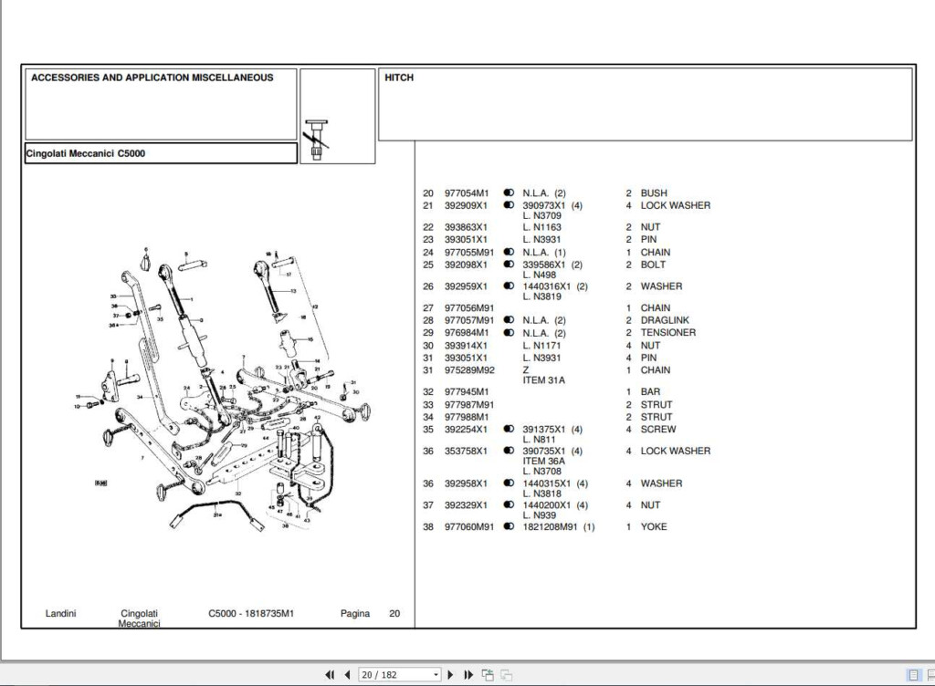 Landini Tractor C5000 Parts Catalog 1818735M1 Auto Repair Software 