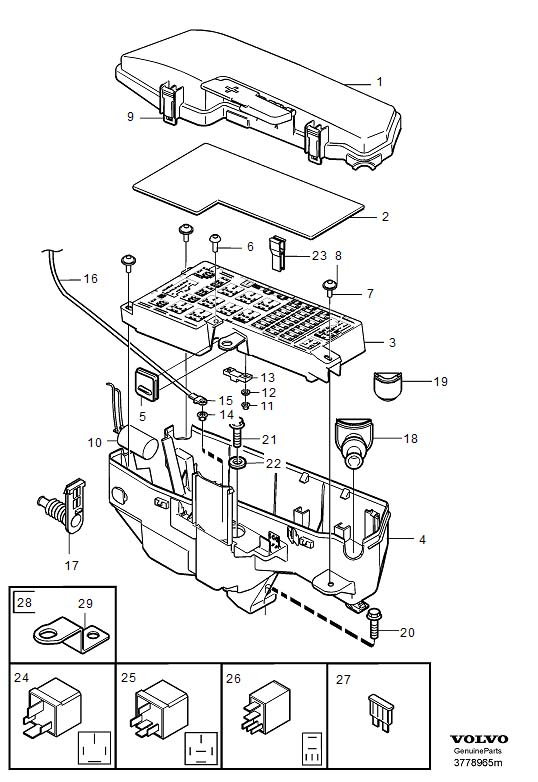 Volvo V70 Fuse Box Cover Inner 2004 2005 CH 167186 CH 116811 